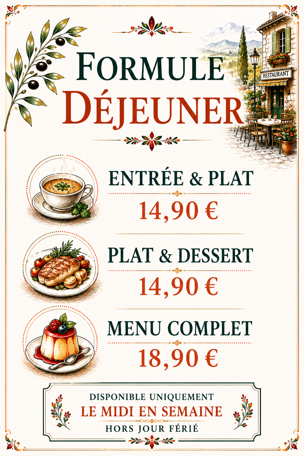 menu jour restaurant vallon pont d'arc